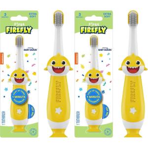 FIREFLY First Firefly Training Light Up Toothbrush, Baby Shark, Yellow(1 Count (Pack of 2))