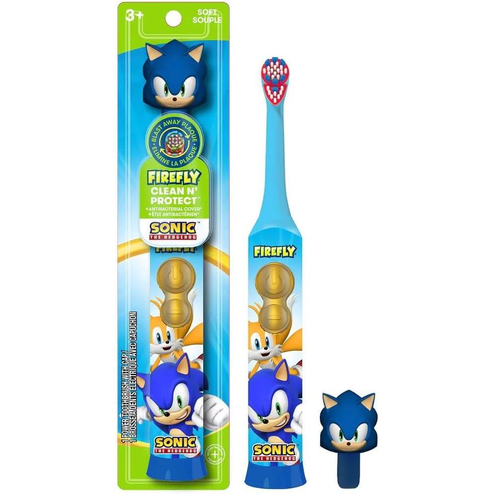 image:imageFIREFLY Clean N Protect Sonic The Hedgehog Toothbrush with 3D hygienic Cover Premium Soft Bristles AntiSlip Grip Handle Battery Included Ages 3 3 Piece Set Pack of 13 Count Pack of 1