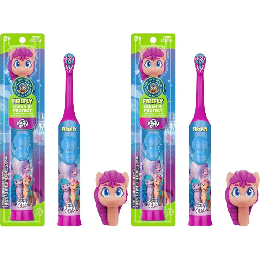 image:imageFirefly Clean N Protect My Little Pony Power Toothbrush with 3D Character Cover Soft Bristles Battery Included Ages 33 Piece Set Pack of 2
