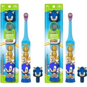 FIREFLY Clean N’ Protect, Sonic The Hedgehog Toothbrush with 3D hygienic Cover, Premium Soft Bristles, Anti-Slip Grip Handle, Battery Included, Ages 3+, 3 Piece Set (Pack of 1)(3 Piece Set (Pack of 2))