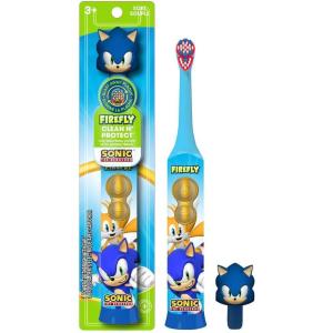 FIREFLY Clean N’ Protect, Sonic The Hedgehog Toothbrush with 3D hygienic Cover, Premium Soft Bristles, Anti-Slip Grip Handle, Battery Included, Ages 3+, 3 Piece Set (Pack of 1)(3 Count (Pack of 1))