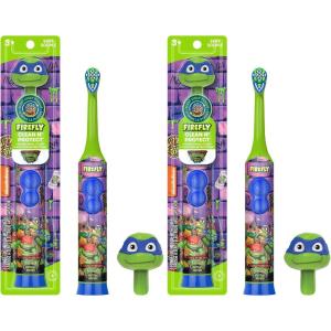 Firefly Clean N’ Protect Teenage Mutant Ninja Turtles Power Toothbrush with 3D Character Cover, Soft Bristles, Battery Included, Ages 3+, 1+1(1 Count (Pack of 2))