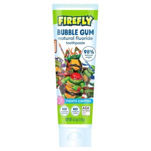 Firefly Kids Anti-Cavity Natural Fluoride Toothpaste, TMNT, Bubble Gum Flavor, ADA Accepted, 4.2 OZ(Tooth Cleaning Agent)